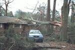 This house only sustained minor loss of shingles. Though well-built structures are typically unscathed by F0 tornadoes, falling trees, and tree branches can injure and kill people, even inside a sturdy structure.
