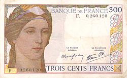 Clément Serveau banknote issued at the exchange of banknotes in June 1945