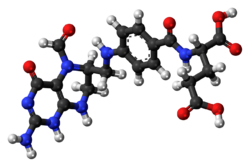 Ball-and-stick model of the folinic acid molecule