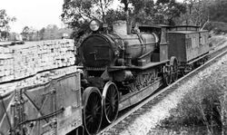 South Australian Railways narrow gauge locomotive T232 on broad gauge crocodile car.jpg