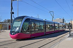 Tramway of Dijon at the railways station, Côte d'Or, Bourgogne, France