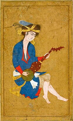 A Youthful Musician, Persia, Safavid, Isfahan or Khurasan, late 16th century.jpg