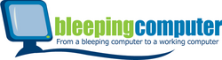 The word "BLEEPINGCOMPUTER" is displayed in white lowercase letters over a dark blue background.