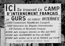Memorial plaque at Camp Gurs to al who were detained there
