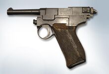 Italy Glisentia Model 1910 pistol, 9 mm, seven cartridges - National World War I Museum - Kansas City, MO - DSC07472 noBG.jpg