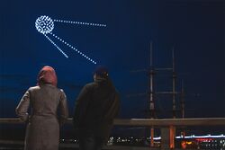 500 drones launch to celebrate the 60th anniversary of the 1st man’s flight to space. The Show was performed by Geoscan Drone Show.jpg