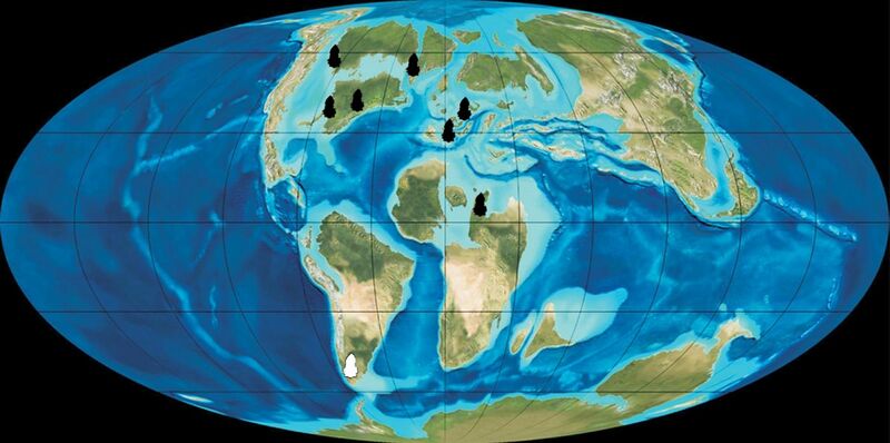 File:90 Ma - Late Cretaceous paleogeography with known distribution of Arcellites disciformis indicated.jpg