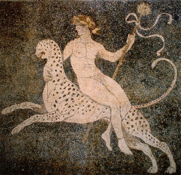 File:Dionysos on a cheetah, Pella, Greece.jpg