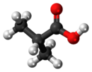 Ball-and-stick model of the isobutyric acid molecule