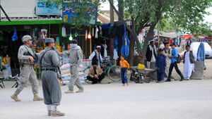 A street in Charikar during the War in Afghanistan, 2007