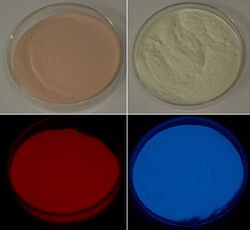 Phosphorescent pigment calcium sulfide and silicate, emitting red and blue.jpg