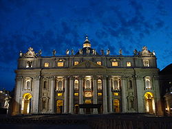 A photograph of the façade of St. Peter's Basilica