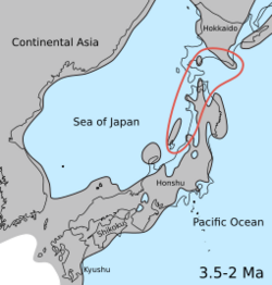 Blanfordia Pliocene map.svg