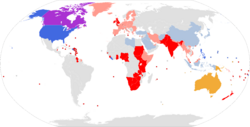 Defence Defense Labour Labor British American spelling by country.svg