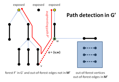 Detection of augmenting path P′ in G′ on line B17