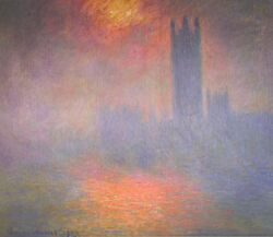 London, the Houses of Parliament, Sunlight Opening in Fog, by Claude Monet.jpg
