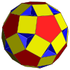 Omnitruncated great dodecahedron with blue decagon and yellow square.svg
