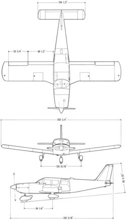 3-view line drawing of the Piper PA-32-260 Cherokee Six