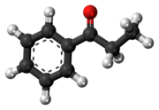 Ball-and-stick model of the propiophenone molecule