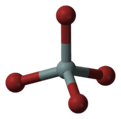 Ball and stick model of silicon tetrabromide