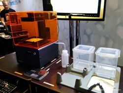 3D Printshow 2014 London - Formlabs Form 1 SLA 3D printer booth v02 (14964197459).jpg