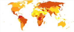 Intentional injuries world map-Deaths per million persons-WHO2012.svg