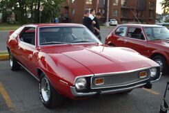 Shows front view of a 1973 Javelin with its new grille design (the AMX was different)