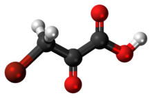 Ball-and-stick model of the bromopyruvic acid molecule