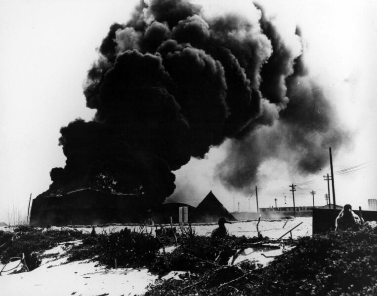File:Battle of Midway (Japanese air raid).jpg
