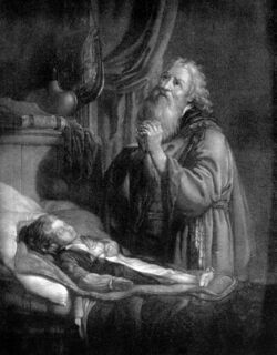Elias healing the son of the widow, engraving. Wellcome M0017808.jpg