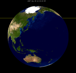 Lunar eclipse from moon-1907Jan29.png