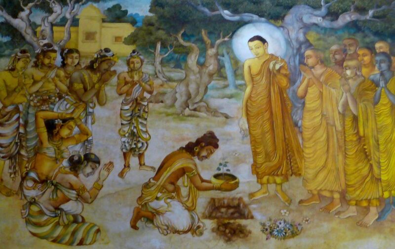 File:Nava Jetavana Temple - Shravasti - 004 King Pasenadi Planting the Ananda Bodhi Tree in Jetavana (9241772739).jpg