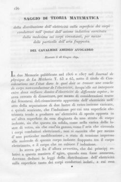 Avogadro, Amedeo – Saggio di teoria matematica della distribuzione dell'elettricità sulla superficie dei corpi conduttori, 1844 – BEIC 6060302.jpg