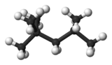 Ball and stick model of 2,2,4-trimethylpentane