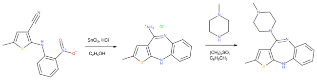 Olanzapine synthesis.svg