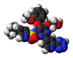 Space-filling model of the tezosentan molecule