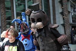 Five Nights at Freddy's cosplayers at the 2022 WonderCon at the Anaheim Convention Center in Anaheim, California.