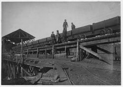 On the tipple at the Bessie Mine 1910.jpg