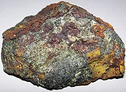 Pyrrhotite-pentlandite-chalcopyrite (Gap Nickel Mine, Lancaster County, Pennsylvania, USA).jpg
