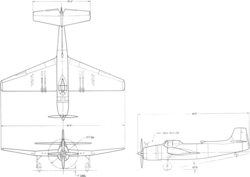 3-view line drawing of the Vultee XA-41