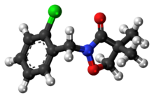 Ball-and-stick model of the clomazone molecule