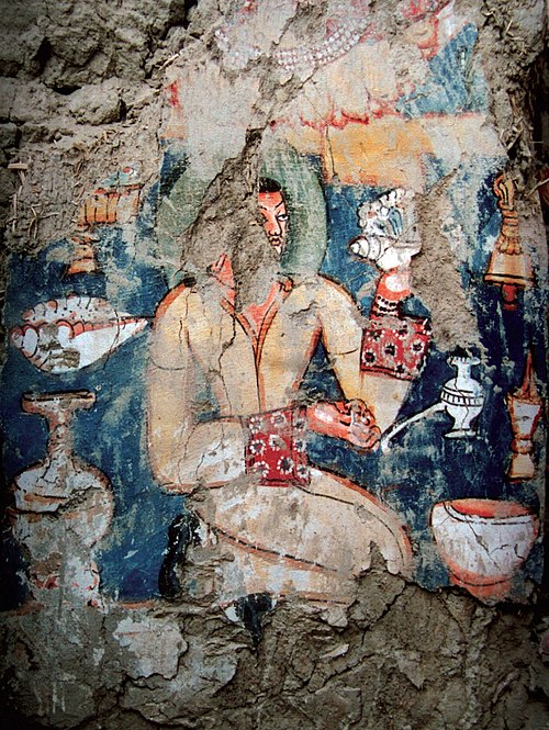 File:Donor depiction, presumably king Lha lde; mural painting inside the Northwest stupa, Tholing monastery, ca. 1025.jpg