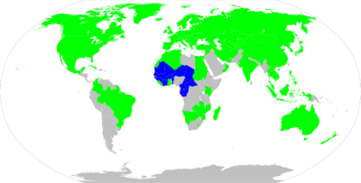 Map of the world showing Madrid Union membership status