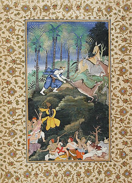 File:Balarama Kills Dhenukasura, Folio from a Harivamsha (Lineage of Hari, Vishnu), ca 1585-1590.jpg