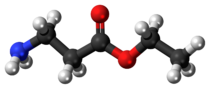 Ball-and-stick model of the β-alanine ethyl ester molecule