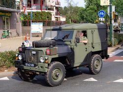 Later Land Rover military vehicle, showing the separate parallelogram blocks of the improved XCL tread pattern