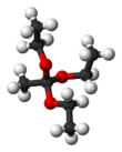 Ball-and-stick model of the Triethylorthoacetate molecule