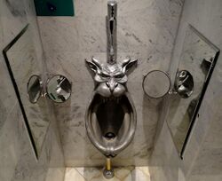 Gothic urinal in the men's room at The Mini Bottle Museum in Oslo, Norway.jpg