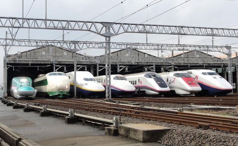 File:JR East Shinkansen lineup at Niigata Depot 201210.jpg