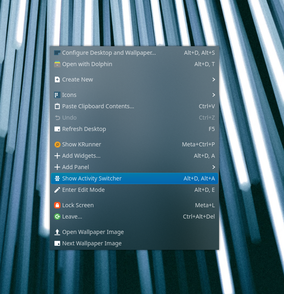 File:KDE Plasma 5 - Desktop standard menu context menu.png